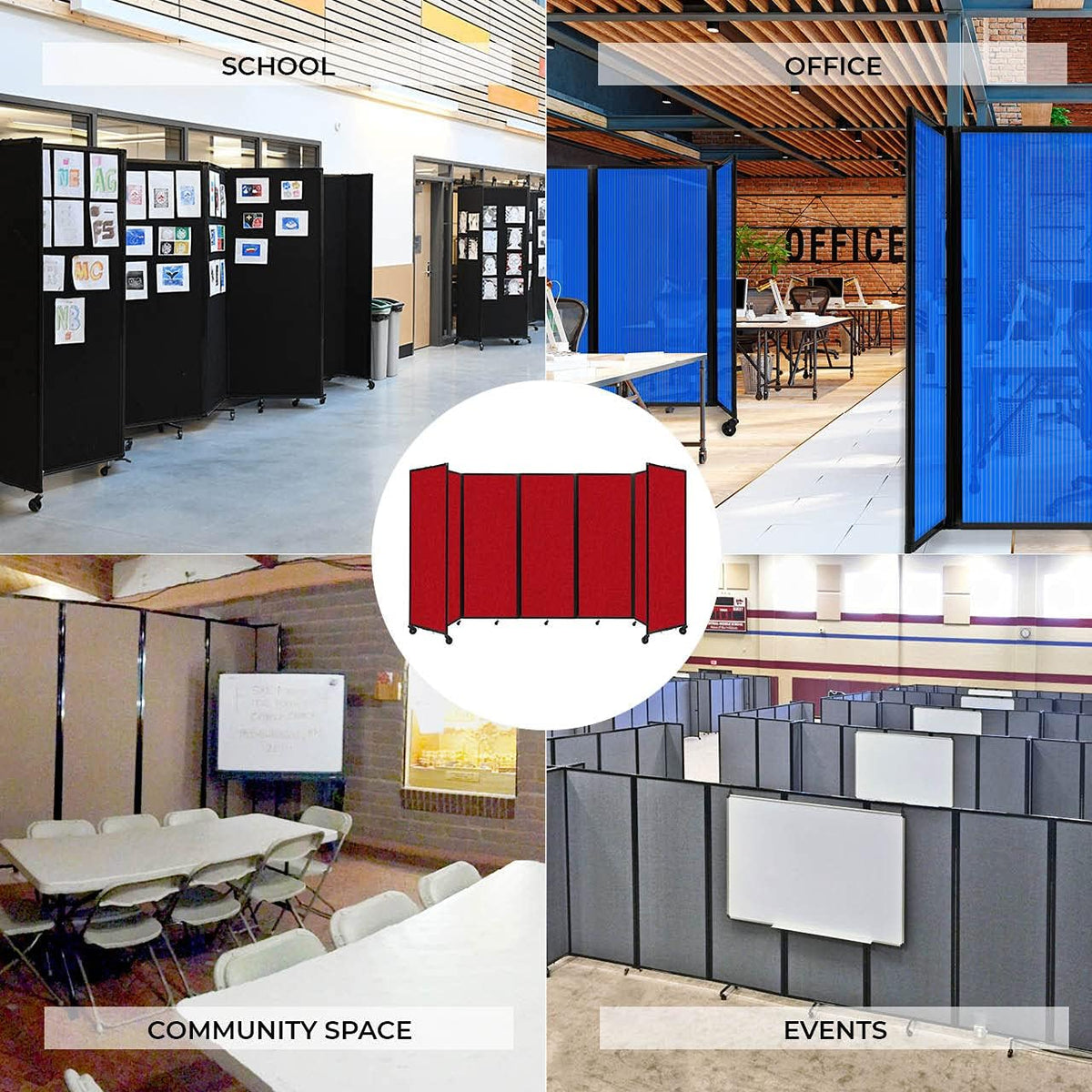 Versare Room Divider 360 Portable Wall Partition | Folding Panels | Large Freestanding Divider | Locking Wheels | Temporary Room Separator | 14' x 7'6'', Powder Blue