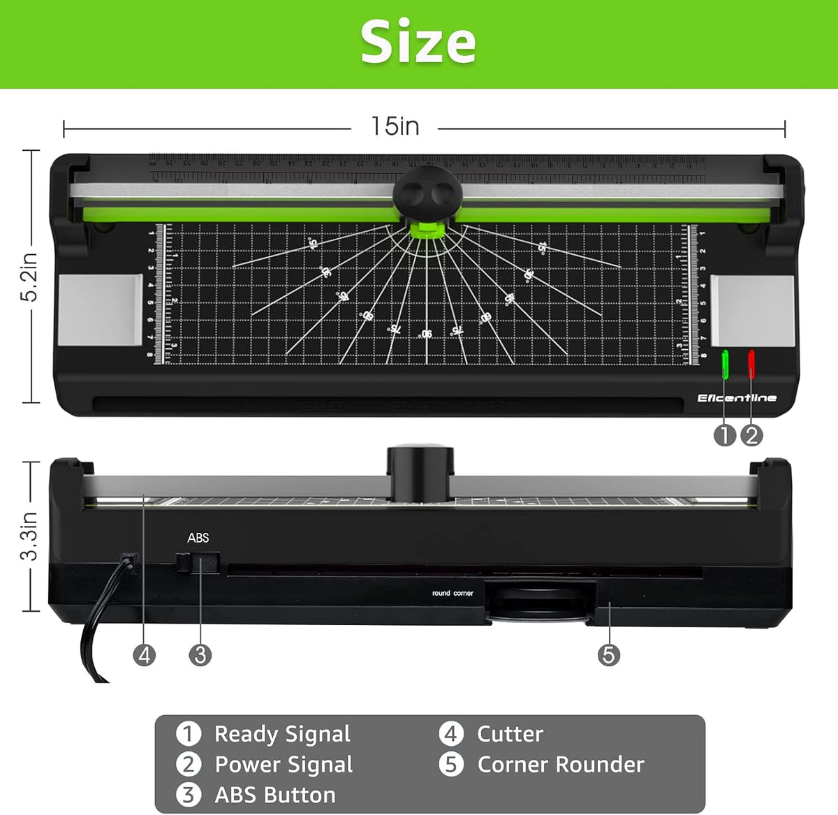 Laminator Machine for A3/A4/A6, Thermal Laminating Machine for Home Office School Use with 50 Pouches, Paper Trimmer and Corner Rounder (Green)
