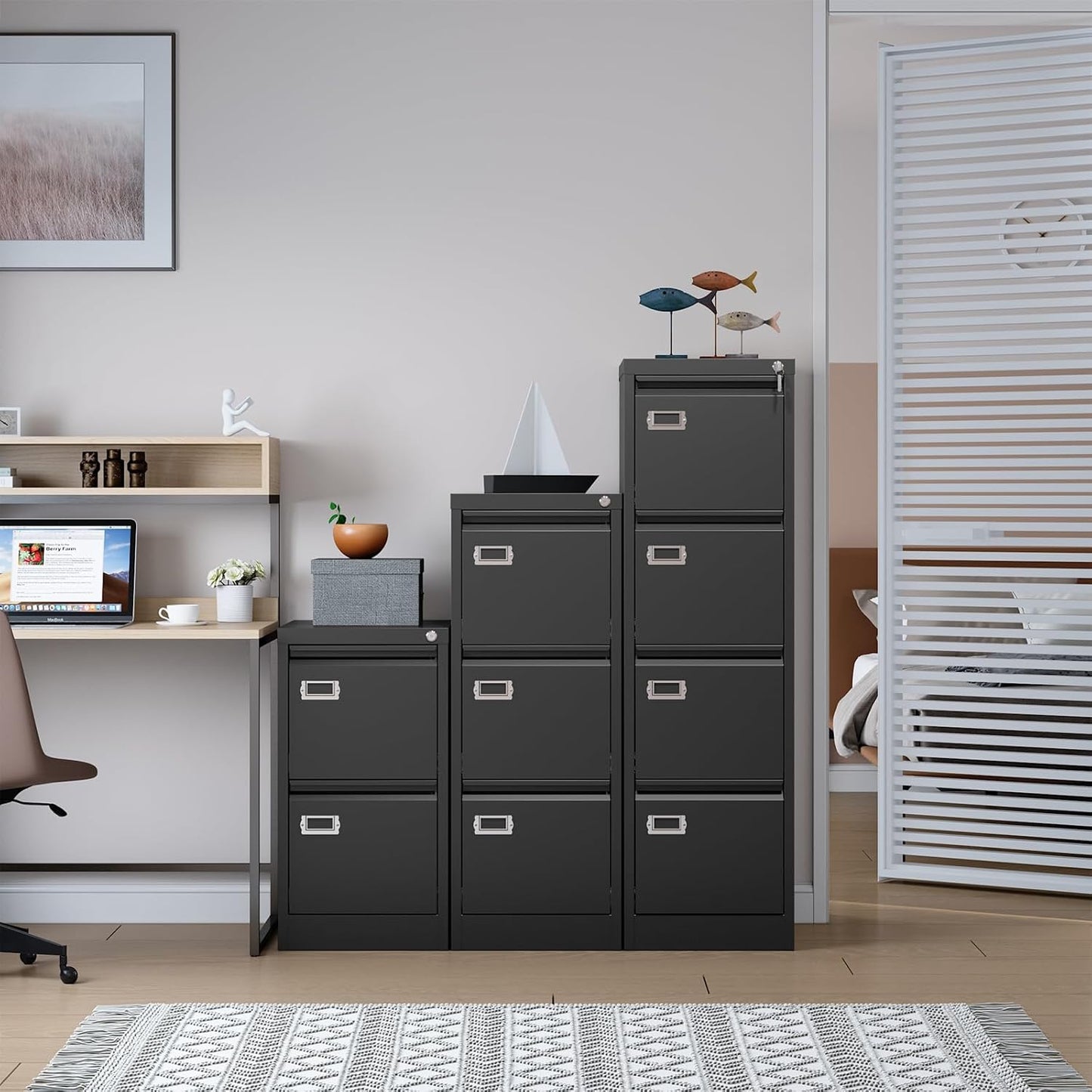 SISESOL 2 Drawer File Cabinet with Lock and Tag,Narrow Two Drawer Filing Cabinet,Vertical Metal File Cabinets,Small Filing Cabinets for Home Office Fit Letter/A4/Legal Size File,Easy Assembly