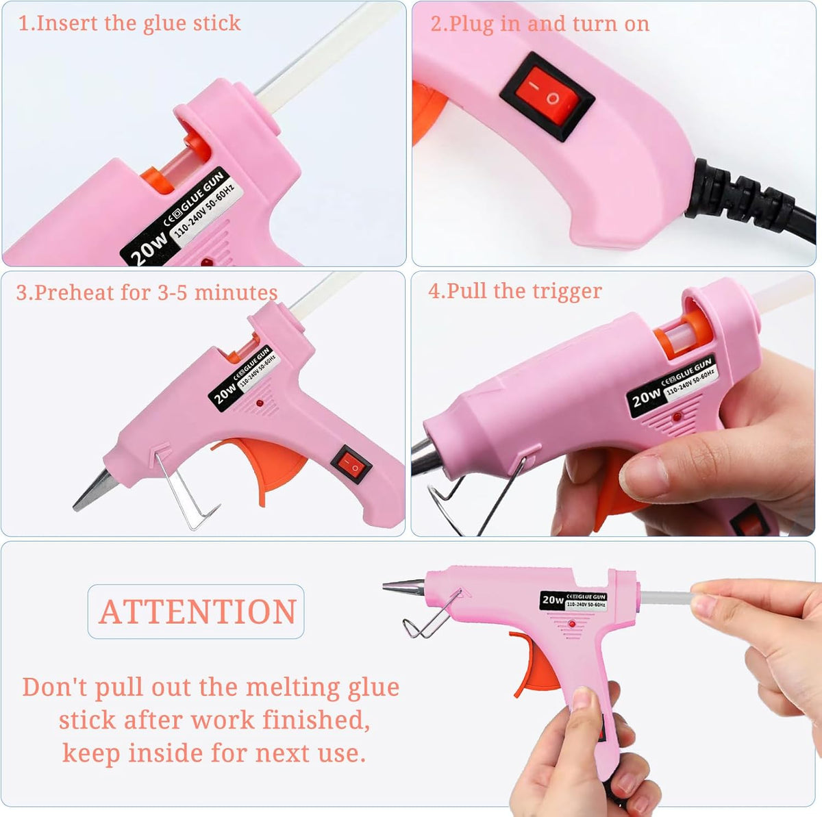 Mini Hot Glue Gun, 8 Pack Hot Glue Guns for Crafts with 40 Sticks Melt Glue Gun, Small Hot Melt Gun Set Arts Craft School DIY Arts Class Projects Home Quick Repairs