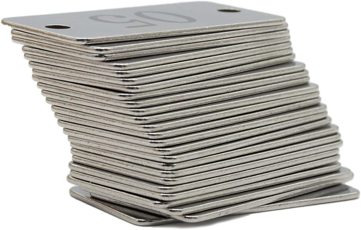 StayMax Stainless Steel Rectangle Numbered Tags with Two Holes (101-200)