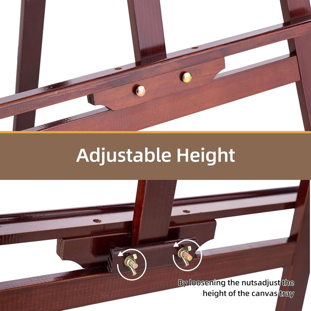 Falling in Art Easel Stand for Painting, Adjustable Wooden Easels for Painting Canvas Up to 42", Folding Art Easel for Drawing, Wedding Sign and Poster, Suitable for Kids and Adults(Brown)