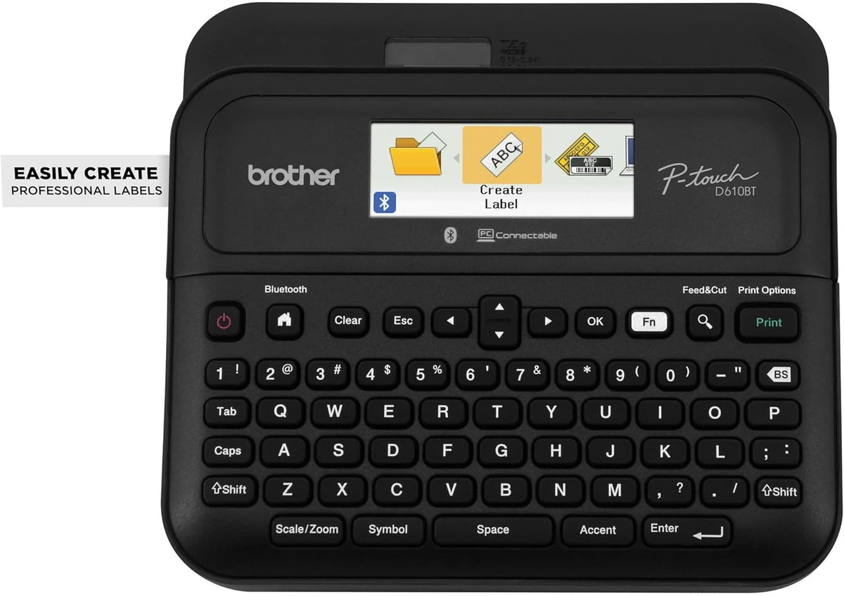 Brother P-Touch PT- D610BTVP Business Professional Connected Label Maker | Connect and Create via Bluetooth® on TZe Label Tapes up to ~1 inch,White