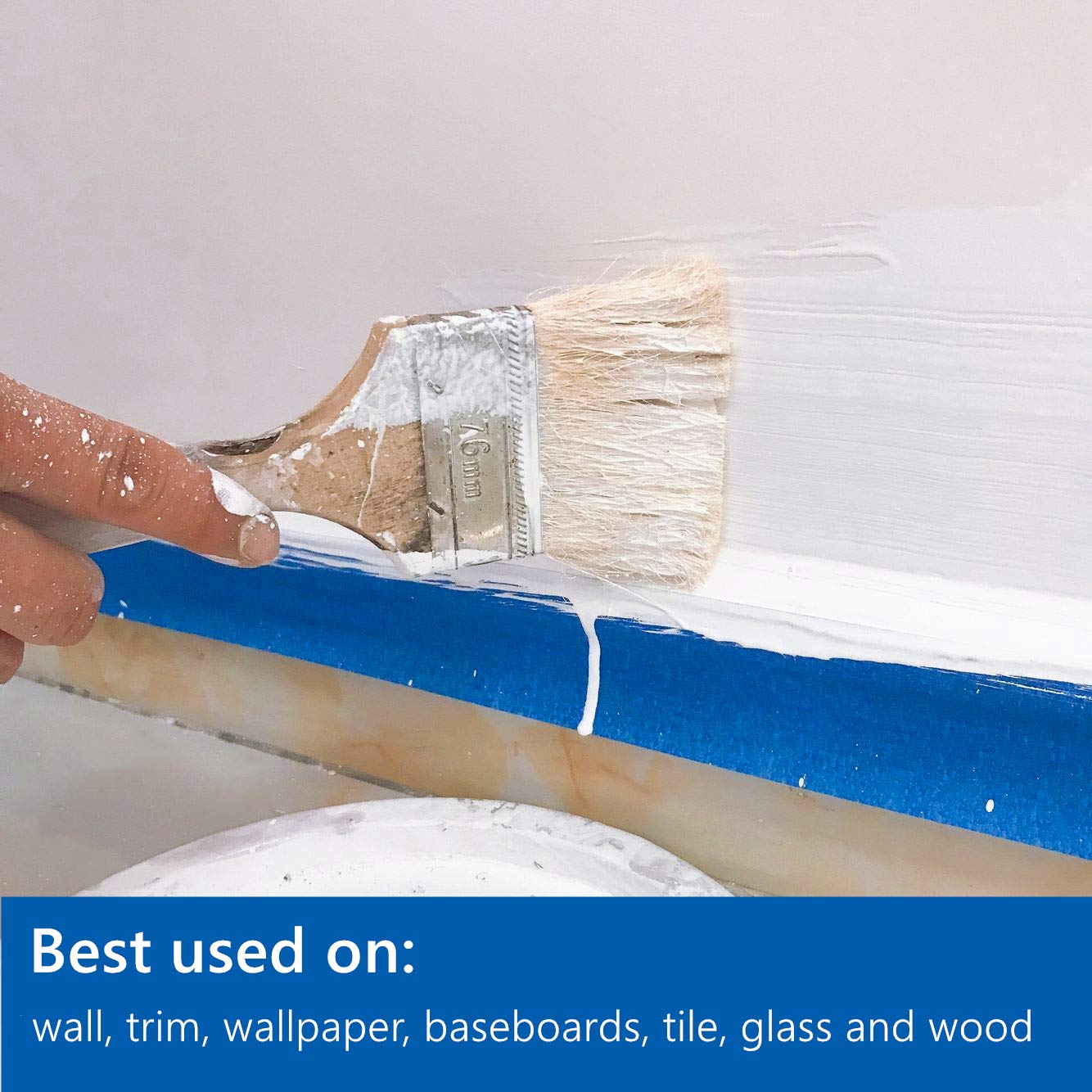 Painter's Tape, 0.6 in x 60 yd (180 Yards Total), 3 Rolls - Blue Painting & Masking Tape - Multi Surface Use - 14 Day Clean Release Trim Edge Finishing Tape