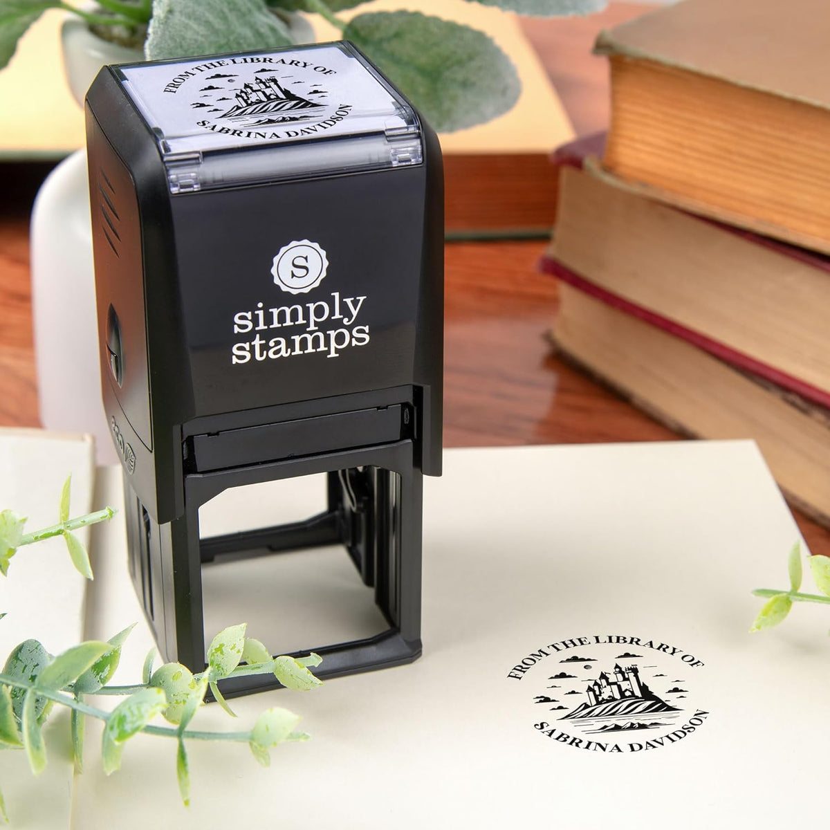 from The Library of Embossers & Stamps for Fantasy Book Readers | Custom Embosser | Custom Stamp | Ex Libris | Elevate Your Fantasy Collection of Stories and Novels (Design 2, Self-Inking Stamp)