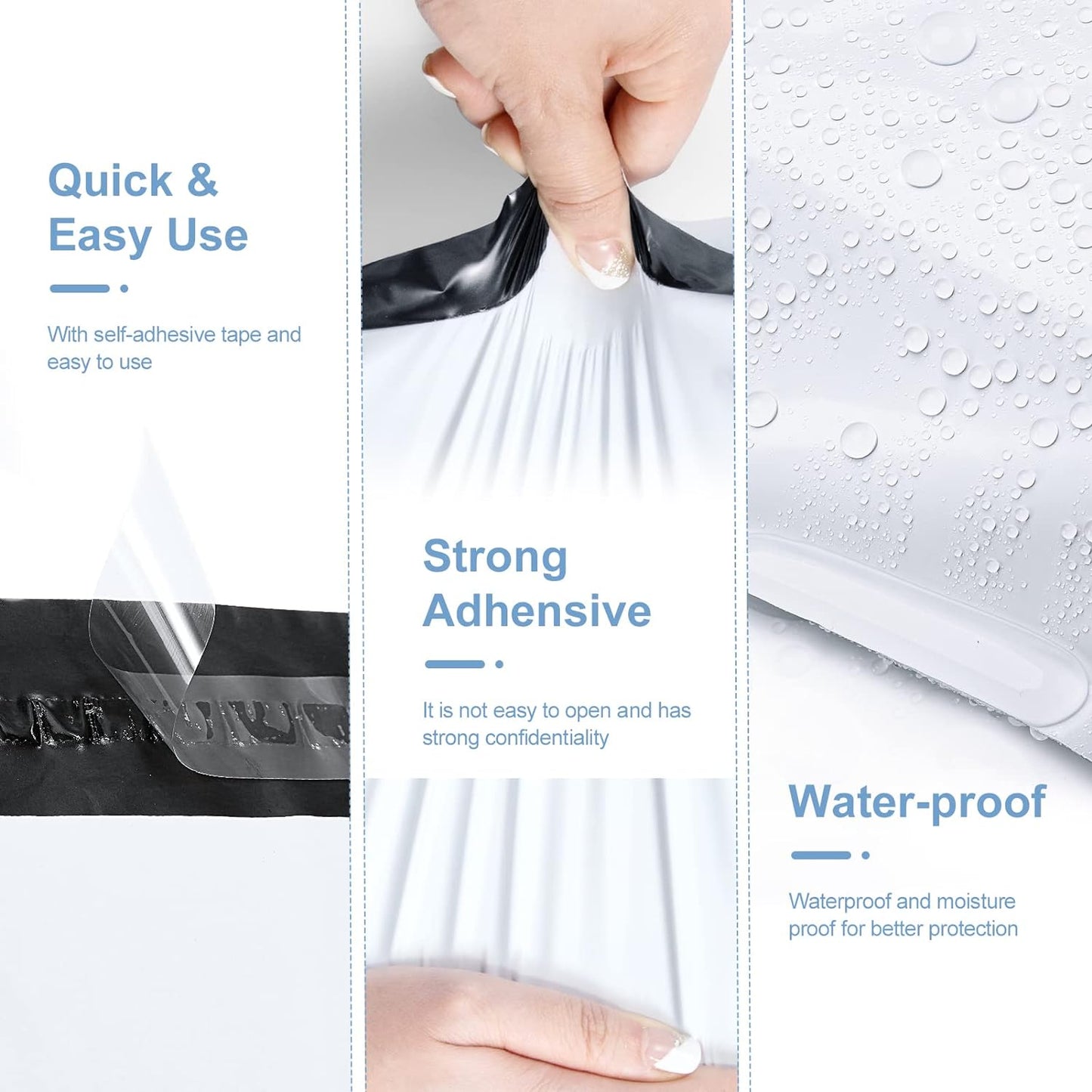 Metronic 300 Pcs Poly Mailers 12x15.5, Medium Size Shipping Bags for Small Business Supplies,White Poly Mailer Bags for Clothing Packing Supplies, Strong Adhensive Shipping Mailing Envelopes Self Seal