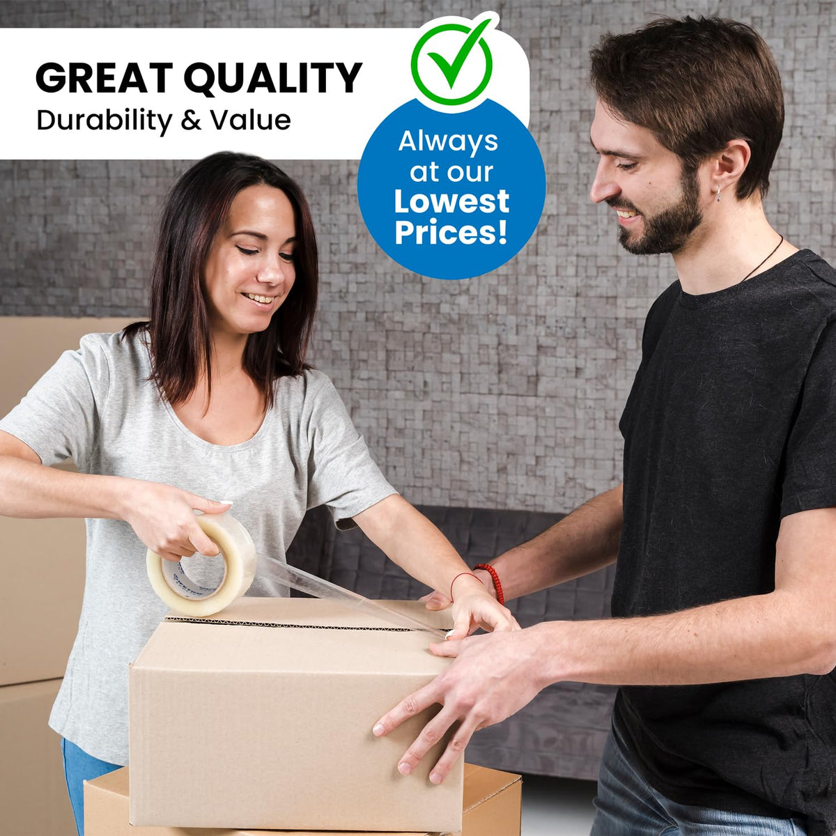 36 Rolls [Upgraded] Clear Premium Packing Tape, 65 Yards, 2.2 mil, Heavy Duty Packaging Tape for Shipping, Moving, Sealing - Stronger & Thicker