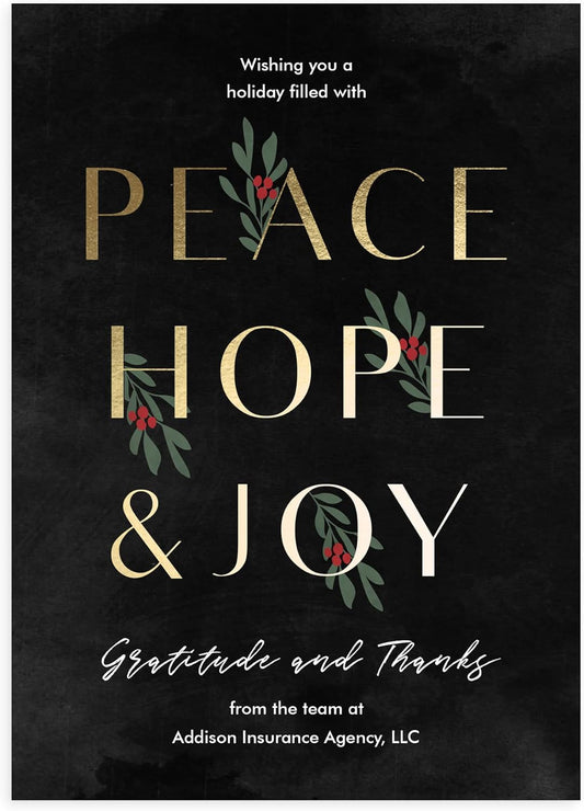 Let's Make Memories Personalized Business Christmas Cards with Envelopes - Premium Quality - 5x7-2025 Holiday Cards & White Envelopes - Peace, Hope & Joy - 25 ct