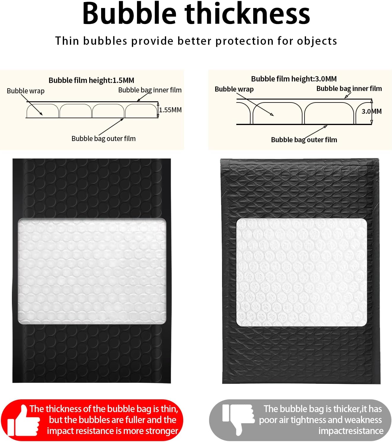 Bubble Mailers, 8.5x11 Inch Padded Bubble Mailers Pack of 50 Bubble Envelopes Opaque Self Seal Adhesive Waterproof Bags for Shipping and Packaging (Black, 8.5x11-50Pc)