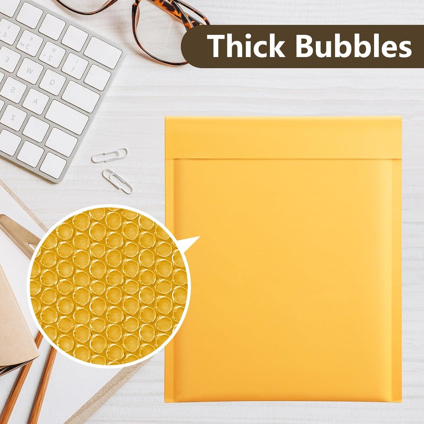 UCGOU Kraft Bubble Mailers 6x10 Inch 25 Pack Usable Size 6x9 Inch Yellow Padded Envelopes #0 Small Business Mailing Packages Self Sealing Tear Resistant Boutique Shipping Bags for Jewelry Supplies