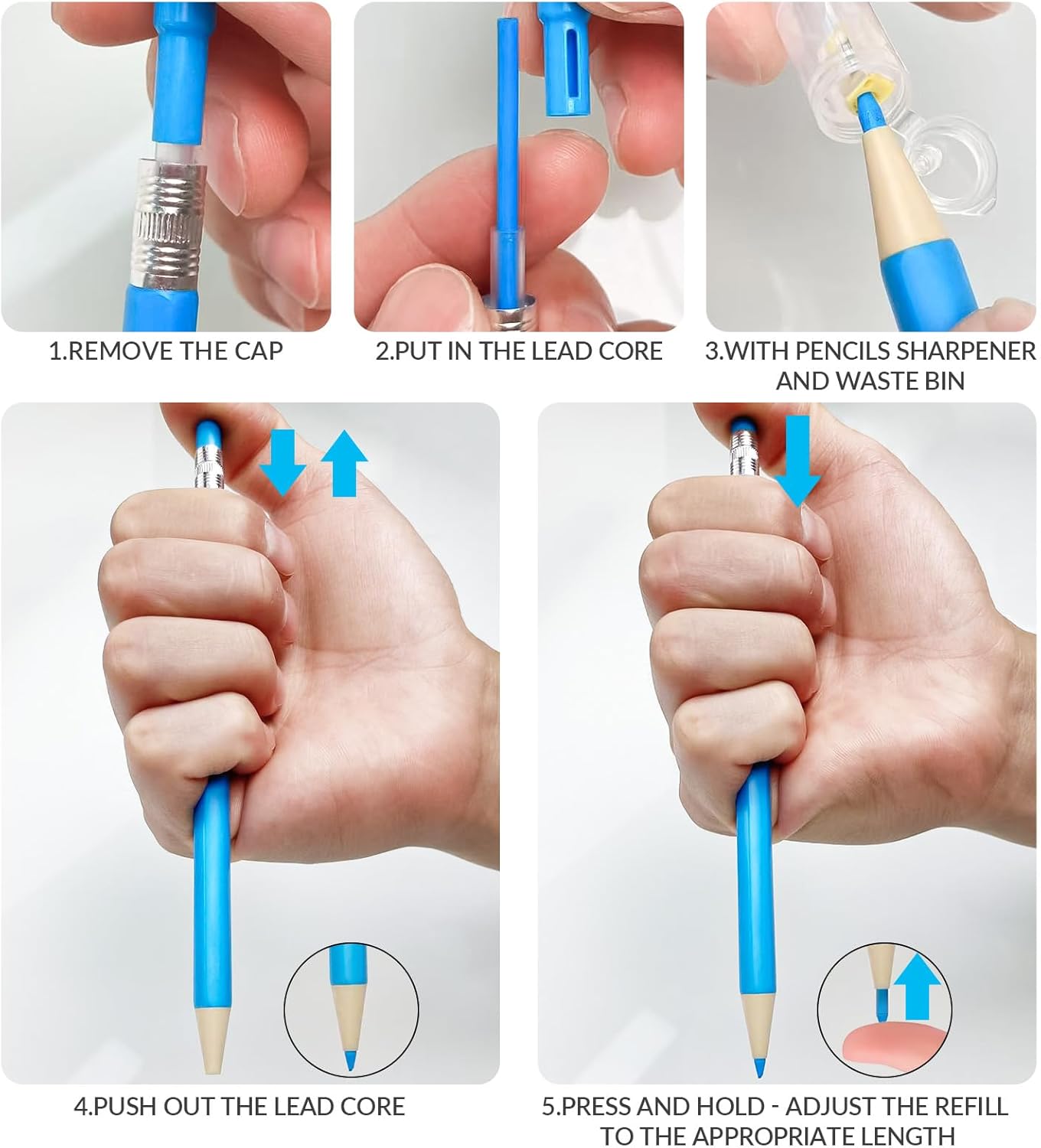 24 Mechanical Colored Pencils with 24 Lead Refills for Adult Coloring Books, 2.6mm Oil-Based Soft Core Drawing Pencils, Vividly Brilliant Colors for Art & Sketching, with Sharpener