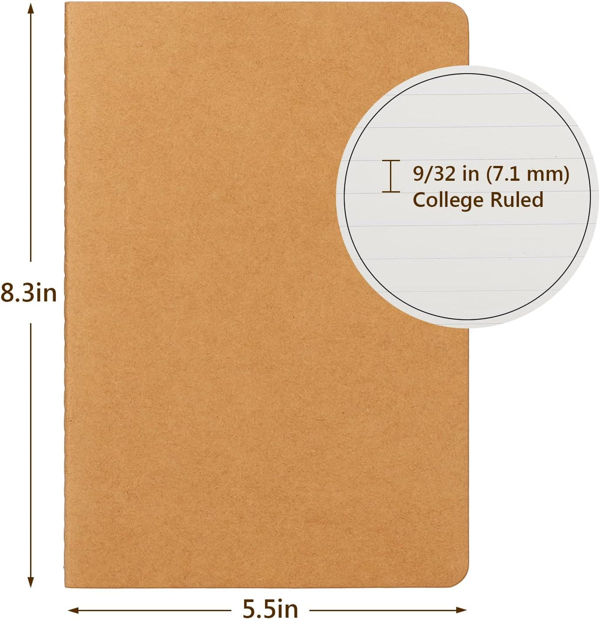 EUSOAR A5 Kraft Notebook, 12 Pack 5.5" x 8.3" 60 Pages Soft Cover Lined Notebooks Journal, Travel Notebook Journal, Drawing Notebook Notepad Sketchbook, Students Office Subject Diary Journal