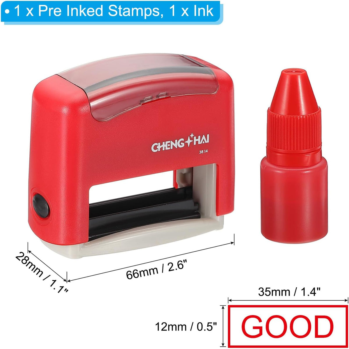 YOKIVE Good Self Inking Rubber Stamp, Office Ink Business Stamp for Office Documents, Paperwork, Warehouse, Label (Red)