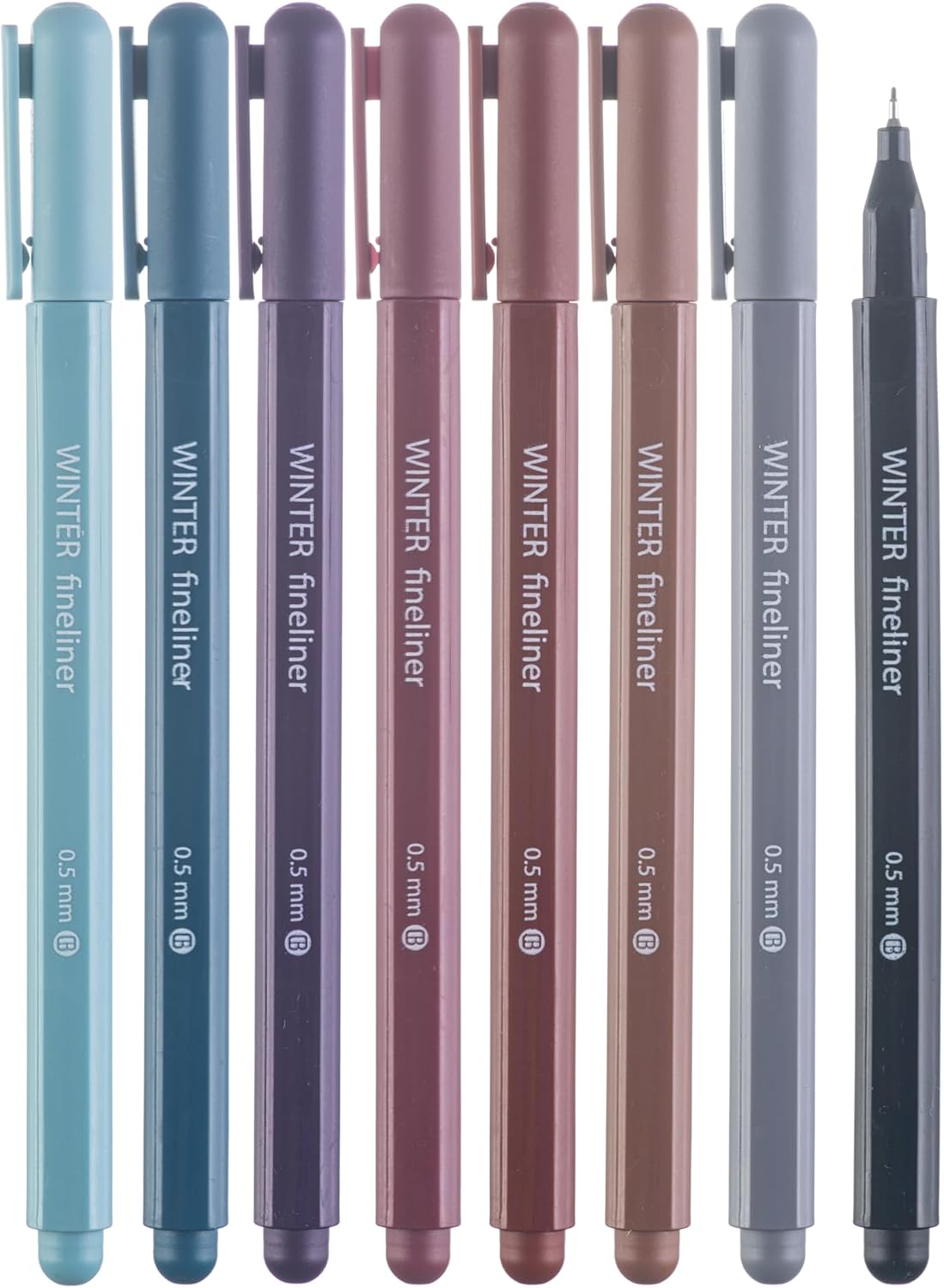 DIVERSEBEE Fine Tip Pens, 8 Bible Pens No Bleed Through, Assorted Colors, 0.5mm Fine Point Fineliner Markers for Journaling, Bible Study Journaling Supplies and Accessories (Winter)