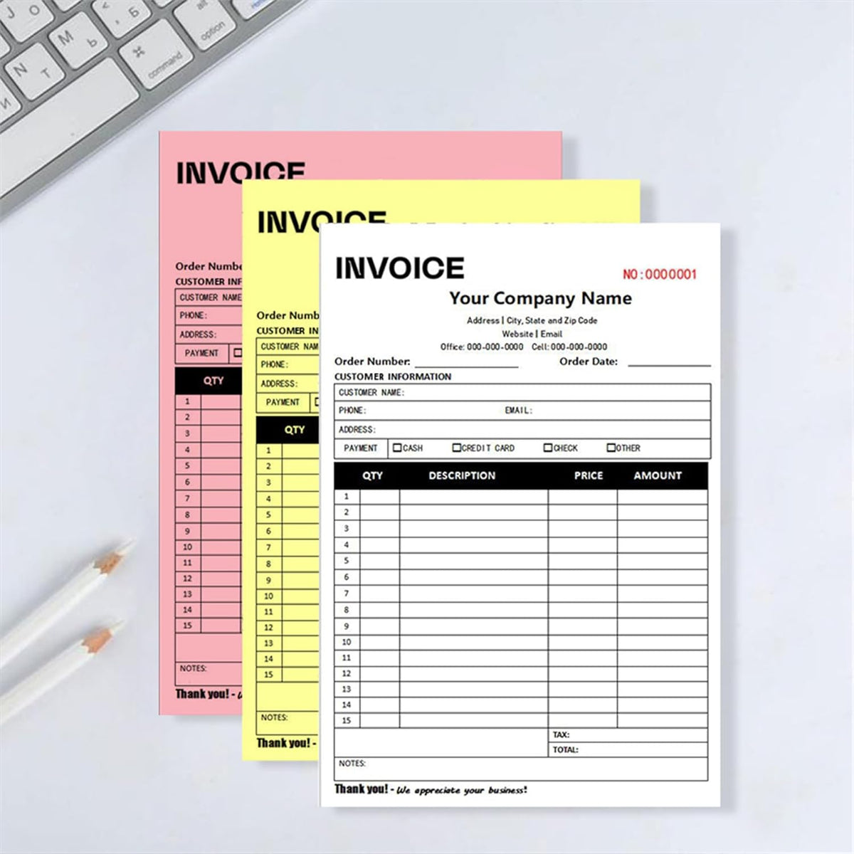 Custom Invoice Book in 3-Part /2-Part Receipt Book with Carbon Copies Personalized Carbonless Service Invoice Form Books Sales Order Book with Company Name Logo Address,E-Invoice Book