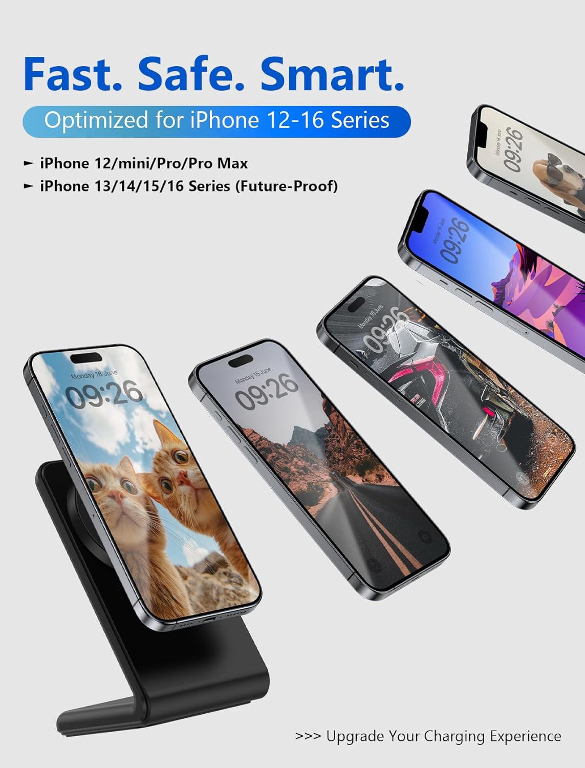 Mag.Safe Charger - iPhone Charger Stand, Fast Magnetic Wireless Charger for iPhone 17/16/15/14/13/12 Series - Black (2pack)