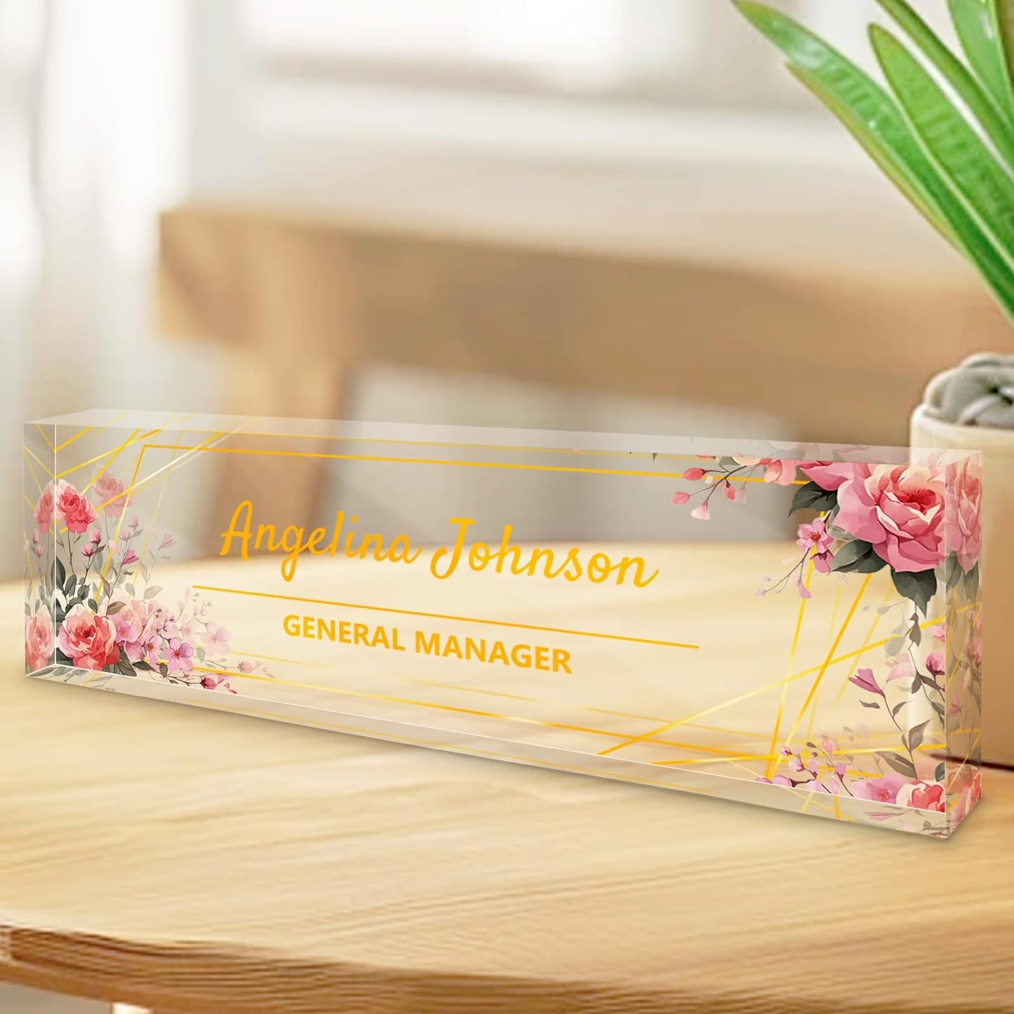 Personalized Name Plate for Desk, Custom Acrylic Desktop Accessories Office Decor for Women Men, Offices Gift for Coworkers Boss Teacher, Employee Appreciation Gifts