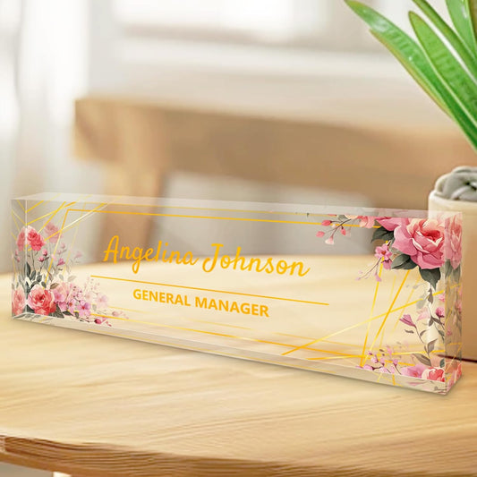 Personalized Name Plate for Desk, Custom Acrylic Desktop Accessories Office Decor for Women Men, Offices Gift for Coworkers Boss Teacher, Employee Appreciation Gifts