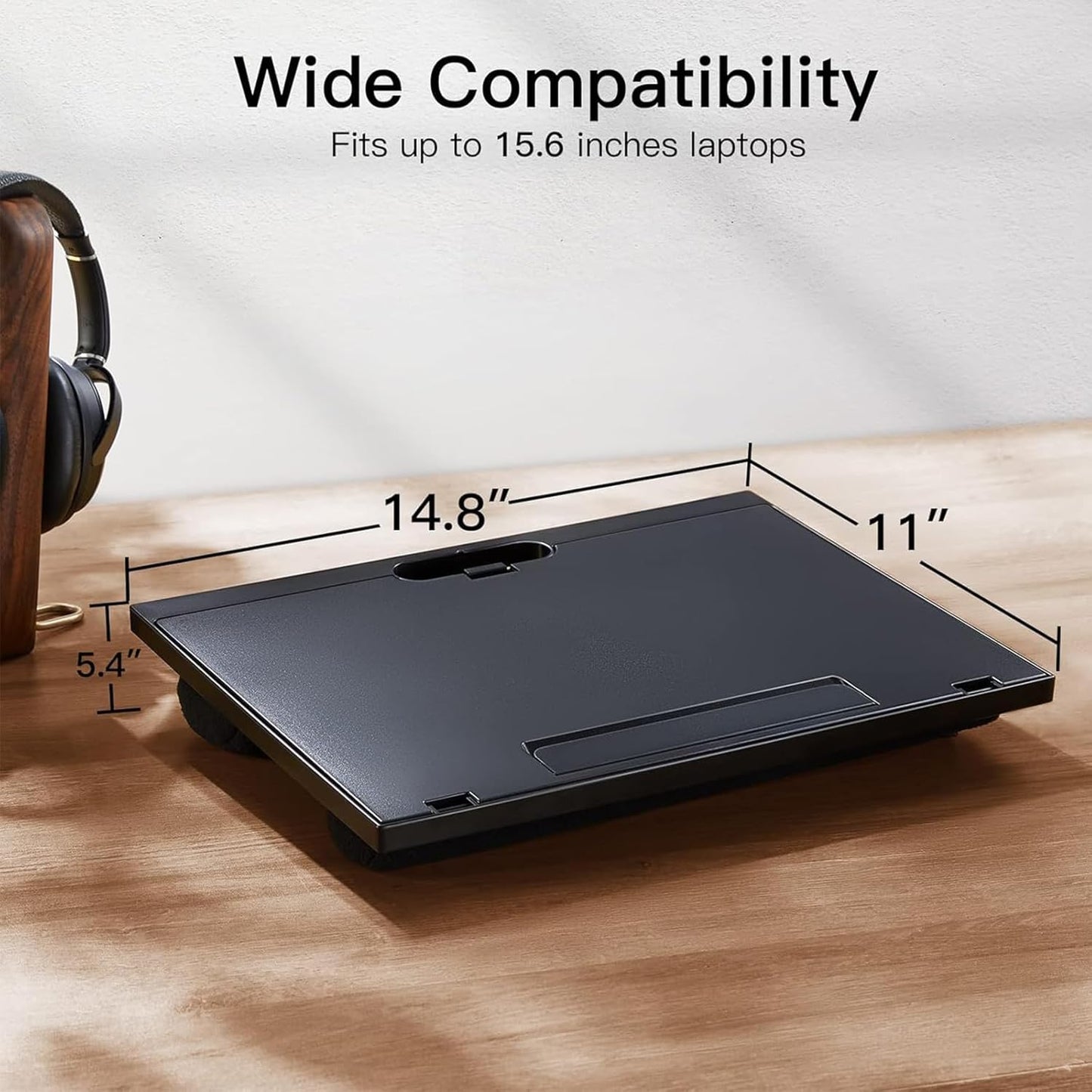 Adjustable Laptop Desk with 8 Angles - Cushioned Lap Desk for 15.6 Inch Laptops, Portable with Handle for Home & Office