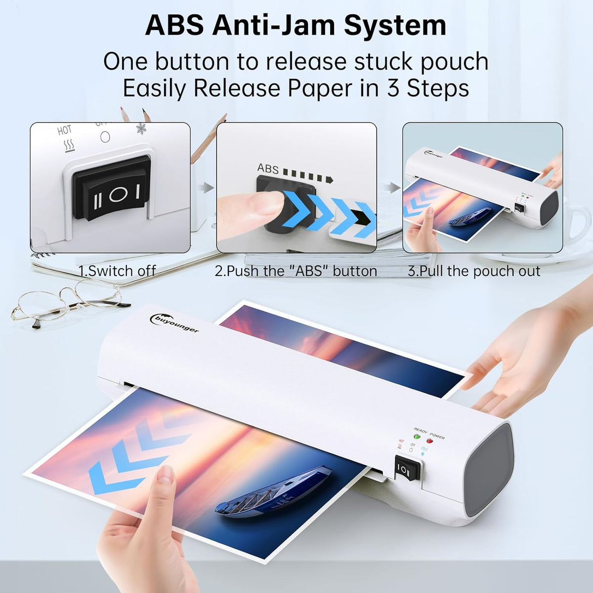 Laminator Machine with 10 Laminating Sheets, 9 Inch Laminator Hot & Cold for A4/A5/A6, Thermal Laminating Machine for Home School Office