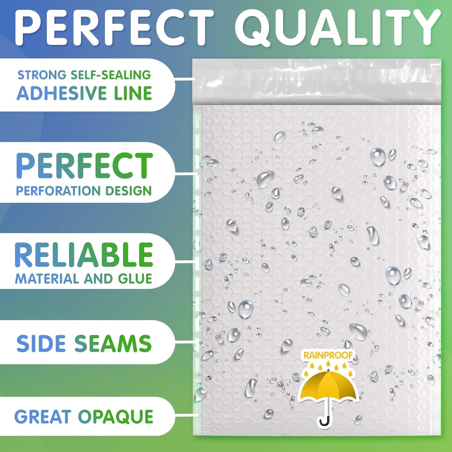 White Poly Bubble Mailers Self Seal, 14.25 x 19 Inch. Pack of 100 Bubble Packaging Envelopes for Shipping. Durable Padded Envelopes Waterproof. Self Seal Padded Mailers. Shipping Packages