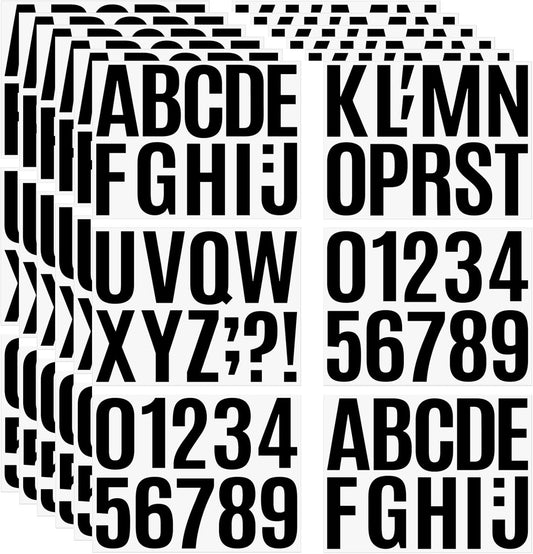 258 Pcs Waterproof 4-Inch Self-Adhesive Vinyl Stickers - Black Alphabet & Numbers for Mailboxes, Signs, Windows, Doors, Vehicles, Home, Business, and Lockers
