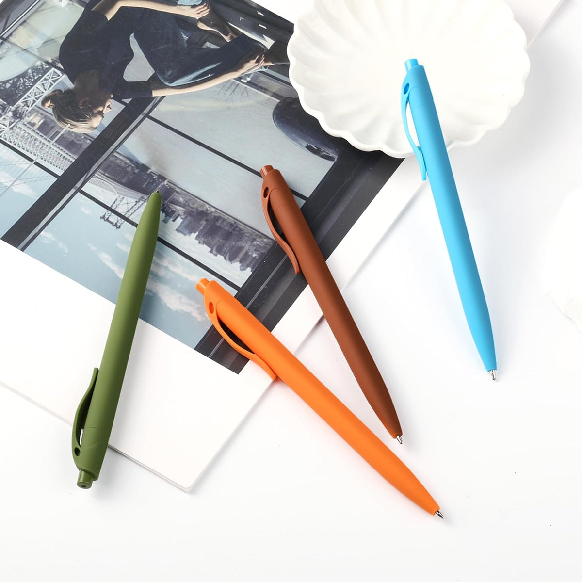 deegtran Pens Bulk, 50 Pack No Bleed Sage Green Click Pen, Wholesale Retractable Ballpoint Pens, Pens Medium Point, Smooth Ink Pen, 1.0MM Sage Green