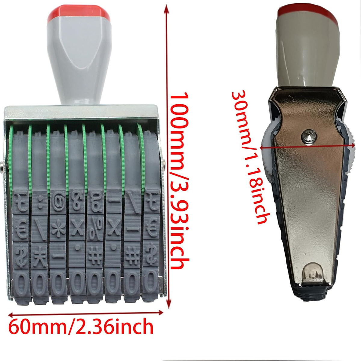 ZENG Date Stamps 8 Digits Roller Stamp Personalized Business Stamps Number Symbol Rolling Wheel Stamp Multi-Function DIY Scrapbooking Roller Stationery