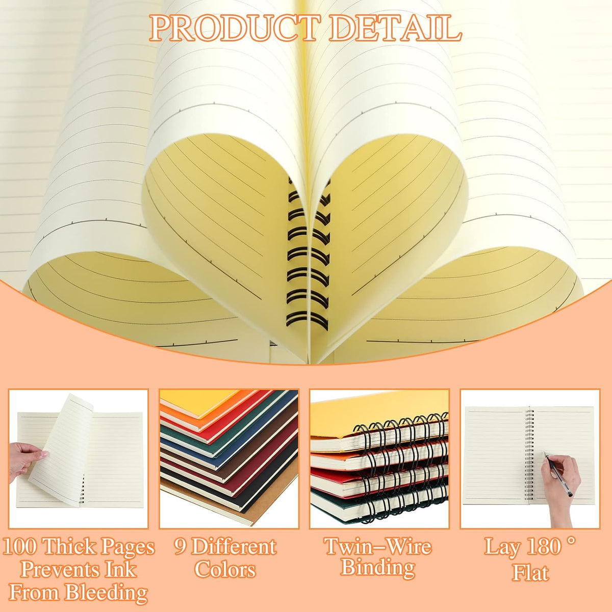 Yahenda Spiral Notebook College Ruled Journals Notebooks Lined 8.3 x 5.5 Inch Note Books Bulk A5 Writing Notebooks Thick Paper Notebook for Office Business School Supplies (Rich Colors,108 Pcs)