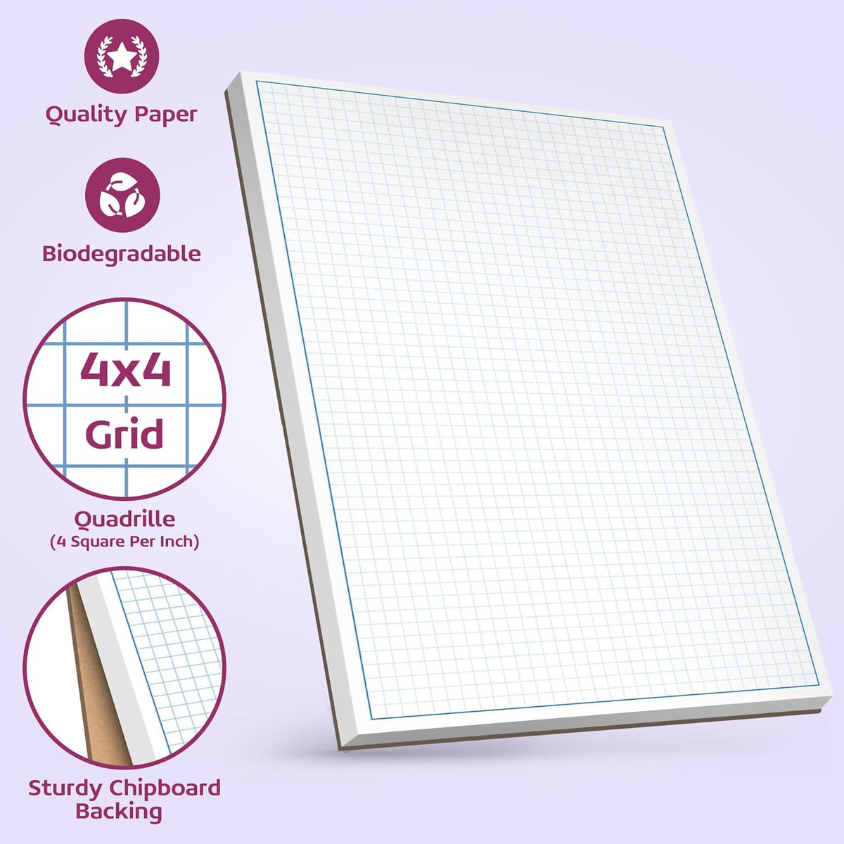 Graph Paper Pad for Blueprint Drawings, Drafting, Engineering Drawing, and Planning - Graph Paper 11x17 Blueprint Quadrille Grid Paper Pads with Blue Lines, High Brightness 50 Sheets (5-Pack)
