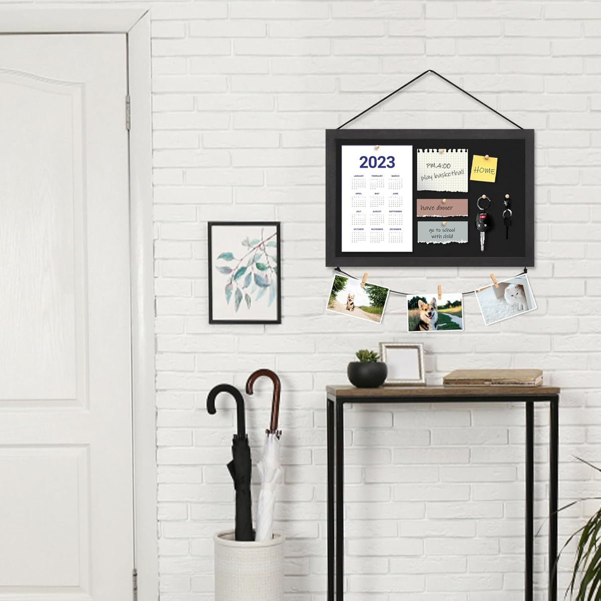 Miratino 2pcs Pin Board Bulletin Board, 16 "x11 Black Linen Cork Boards for Walls with Black Frame,Vision Board for Home Kitchen School Office Decor