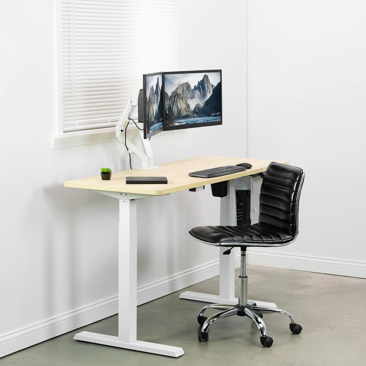 VIVO Aluminum Articulating Dual Monitor Arm for 17 to 27 inch Screens, Desk Mount Tension Spring Monitor Stand for 2 Screens, White, STAND-V102OW