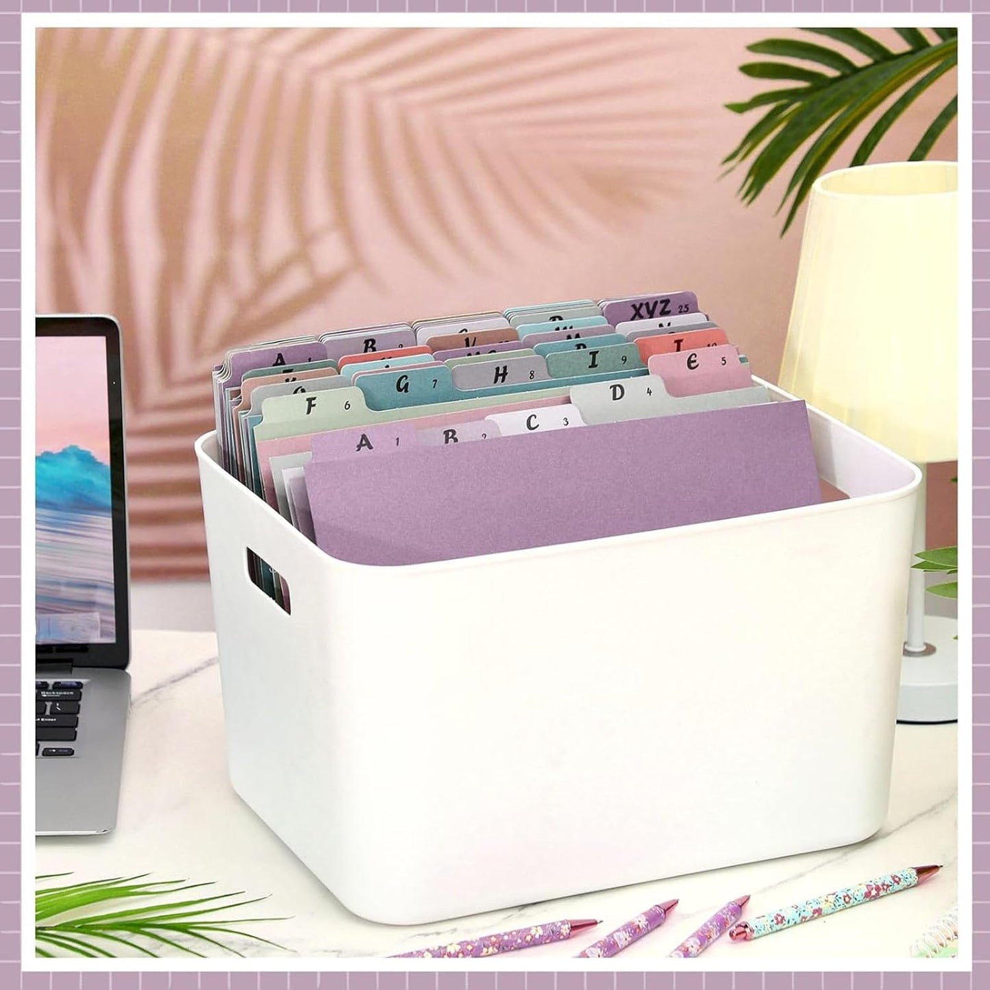 2 Set 50 Pcs Alphabet File Dividers Top Tab File Guides Set, Heavyweight A-z Letter Size Filing Cabinet Dividers 1/5 Cut Tab Desk Organizer for Work School Office(Vintage Colors)