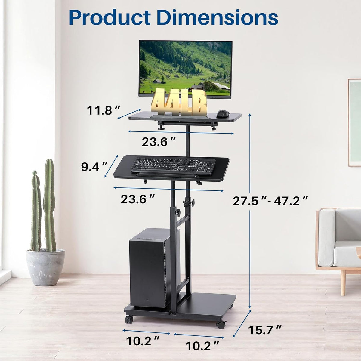 Multi-Purpose Lecterns & Podiums, Portable Mobile Standing Laptop Desk, Height Adjustable Rolling Podium Stand with Storage 2 Swivel Top,Sit Stand Lectern Desk Workstation for Classroom Church (Black)