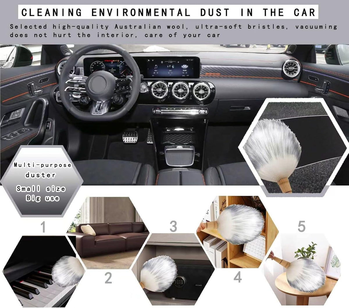 Car Interior Dusting Brush Auto Dust Sweeping Soft Brush Automotive Mini Duster Interior Cleaning Brush for Car Air Vent,Dash,Seat Microfiber Sweep Detailing Brushes Dust Removal Tools 3PCS