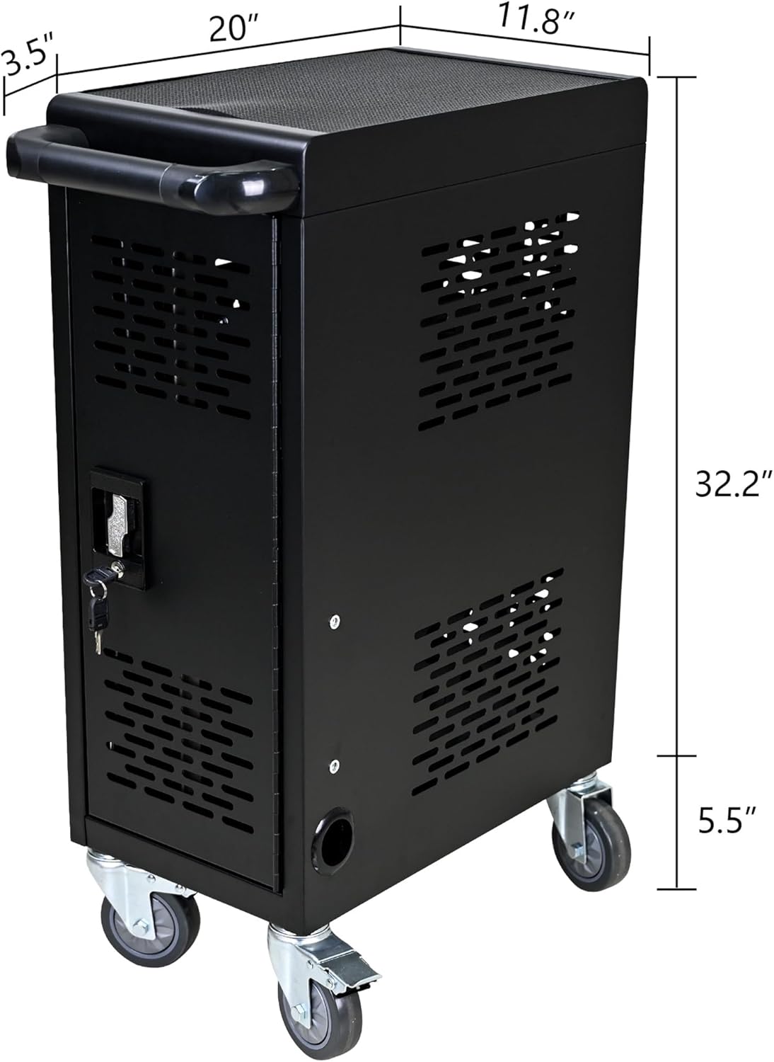 16 Device Mobile Charging Cart/Cabinet - Laptop & Tablet Storage, Lockable Station, Black