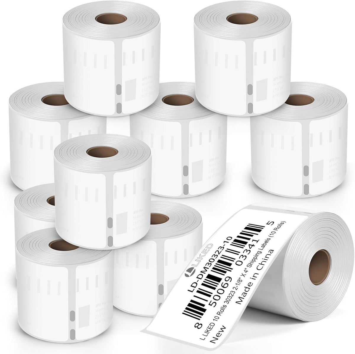 L LIKED 10 Rolls Compatible DYMO 30323 2-1/8" x4" Thermal Shipping & Name Tag Labels, Compatible with Rollo, Zebra, Jadens, Nelko, Munbyn, Phomemo Desktop Printers (2200 Labels)