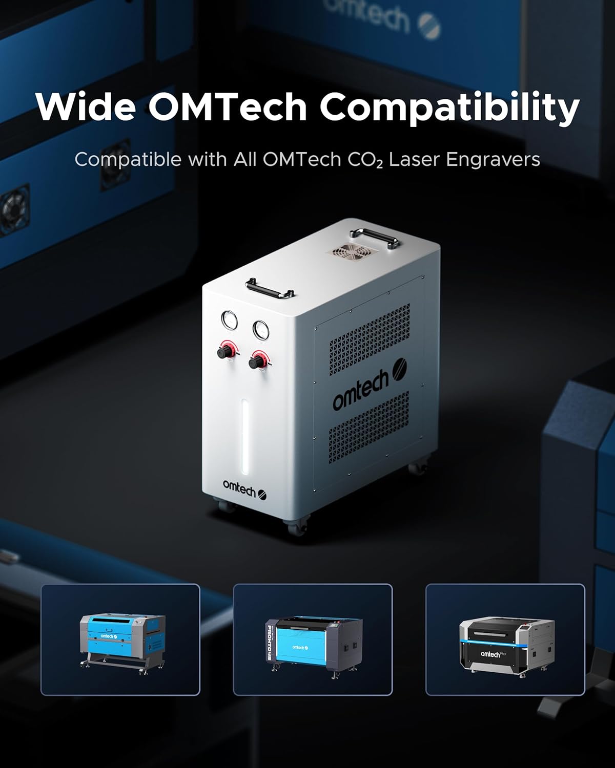 OMTech Air Assist, Smart High-Low Pressure Airway Module for CO2 Laser Engravers and Cutters, 80L/min Automatic Air Flow Control Module with Built-in Air Compressor, K40 & Polar Not Compatible