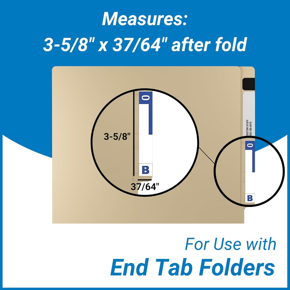 Doctor Stuff - File Folder Labels, Alphabet Letters, B/O, Compatible with Smead NCC - SNCC Series Alpha Stickers Dark Blue, 1-5/32" x 3-5/8, 100/Package