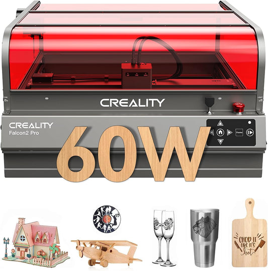 Creality Laser Engraver Falcon2 Pro 60W, Desktop Diode Laser Cutter and Engraver Machine with Enclosure,Smart Camera,Air Assist,Engraving Machine for Wood Acrylic Leather Stone(Laser 60W)
