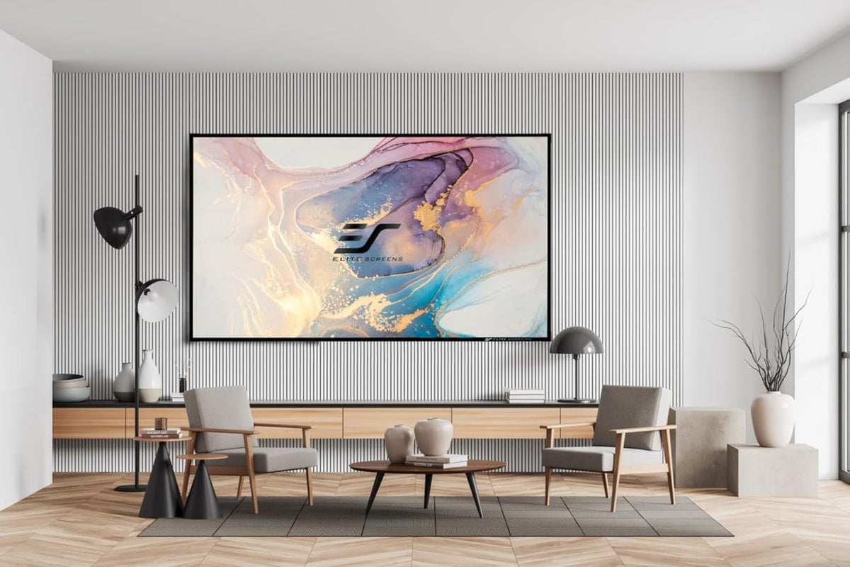 Elite Screens Aeon CineGrey 3D, 120" Fixed Frame CLR/ALR Projector Screen 16:9, Standard Throw Projection, Edge Free Ceiling & Ambient Light Rejecting, Wall-Mounted, for Movie Home Theater, AR120DHD3