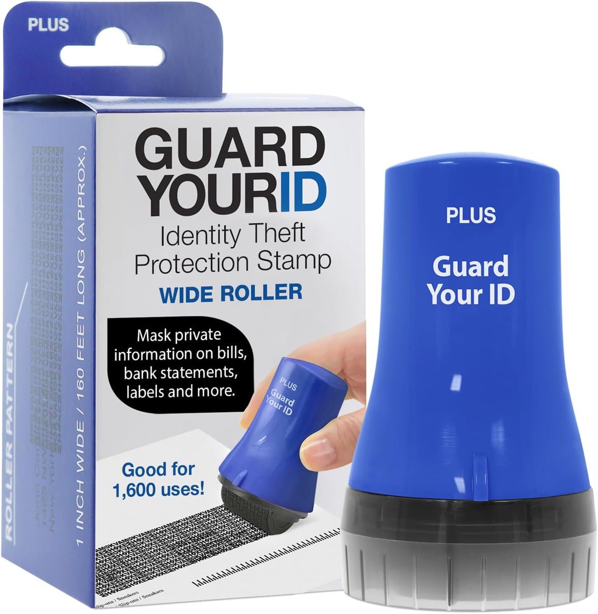 Guard Your ID Wide Advanced Roller 2.0 Identity Theft Prevention Security Stamp Blue