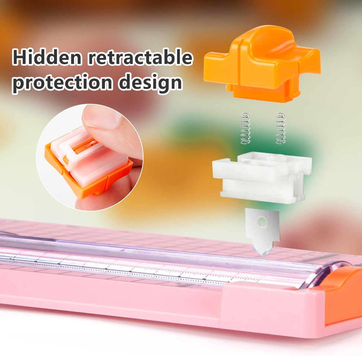 WORKLION Straight Paper Cutter For crafting – Pink 12 Inch Paper Trimmer With Security Safeguard and Side Ruler, Perfect for Cardstock, Coupon,Photos and Crafting Paper.