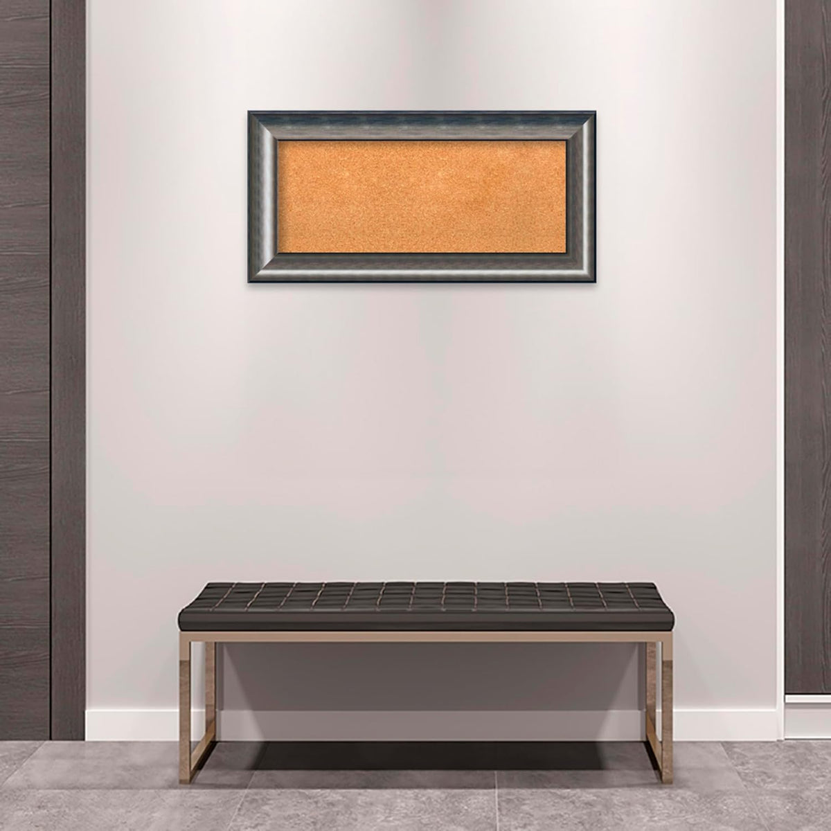 Amanti Art Natural Cork Board for Wall, 18x36 Vision Board with Silver Wood Frame, Medium Corkboard Office Decor for Home Organization, Casual Corkboard Pinboard to Display Items for Home
