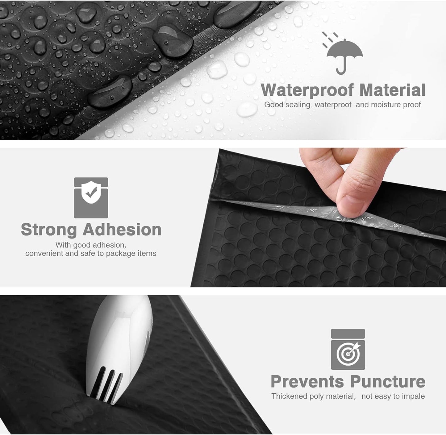 Metronic Bubble Mailers 6x10 Inch 3000 Pack Black Waterproof Bubble Mailer Usable Size 6x9'' Padded Envelopes Self Seal, Cushioning Poly for Packaging, Shipping, Mailing, Small Business Supplies
