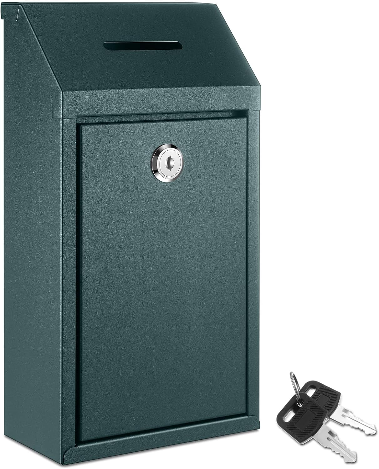 Metal Donation Cash Box Collection Safe Suggestion Box with Lock Wall Mounted Mailbox Delivery Ballot Container for Home Office Outdoor Door