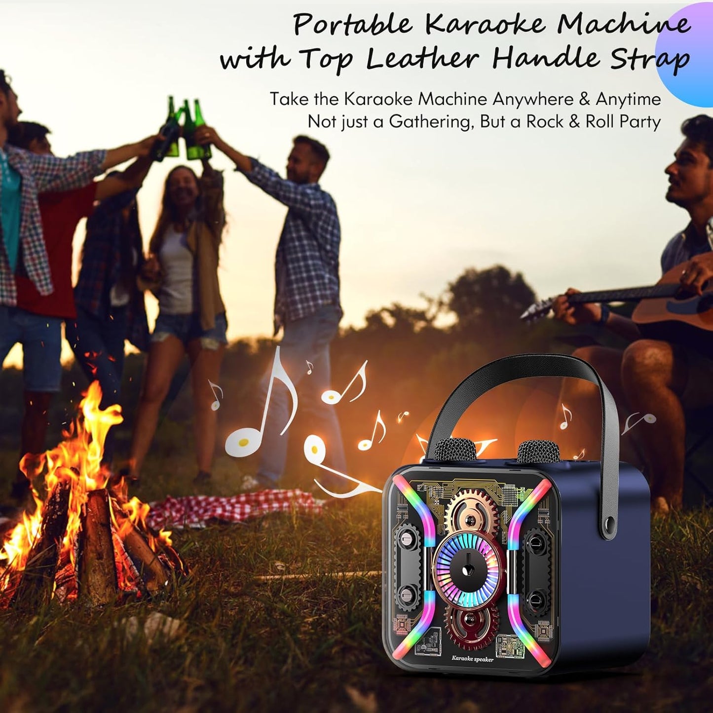 Karaoke Machine for Adults with Two Karaoke Microphone Wireless, PA System Bluetooth Speaker with Microphone Supports Bass Treble, TF Card, USB, AUX, Karaoke Machine for TV, Party, Birthday (Blue)