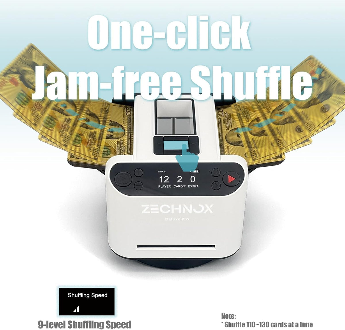 2025 New Smart 2-in-1 Automatic Card Shuffler and Dealer,Programmable Card Dealer,Card Shuffler 2 Deck,360° Rotation,Ultra Quiet,Rechargeable,Support 12 Players,with 4 Wireless Buttons (White&Black)