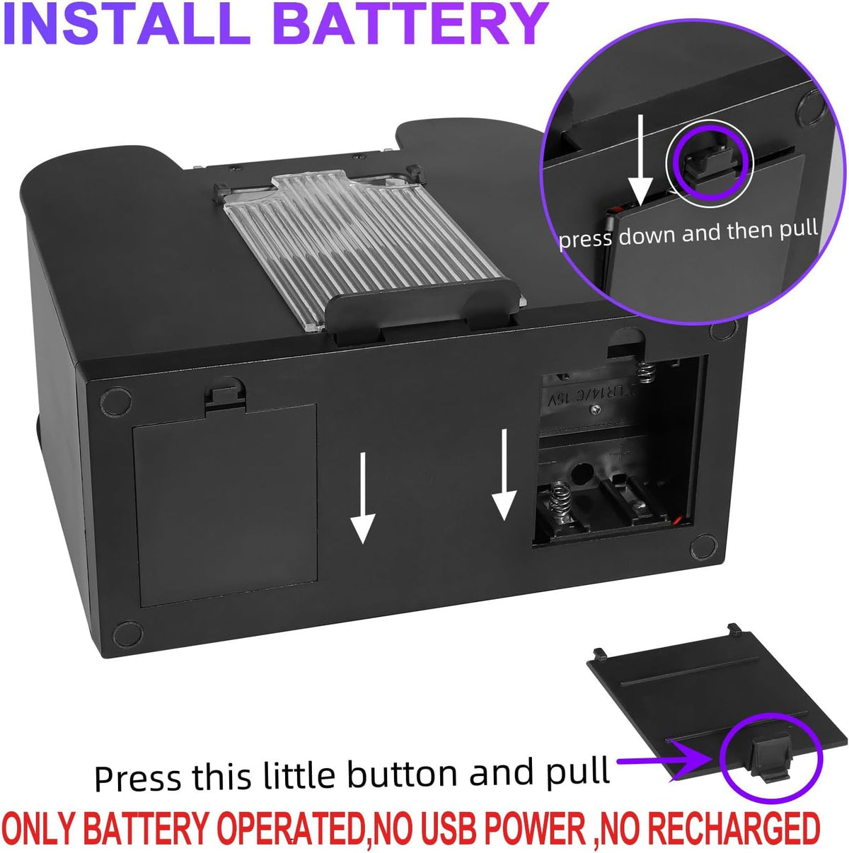 Automatic Card Shuffler 2/1/4/6 Deck,Battery-Operated Electric UNO Poker Shuffler,Playing Card Shuffler for Home Card Game,Travel