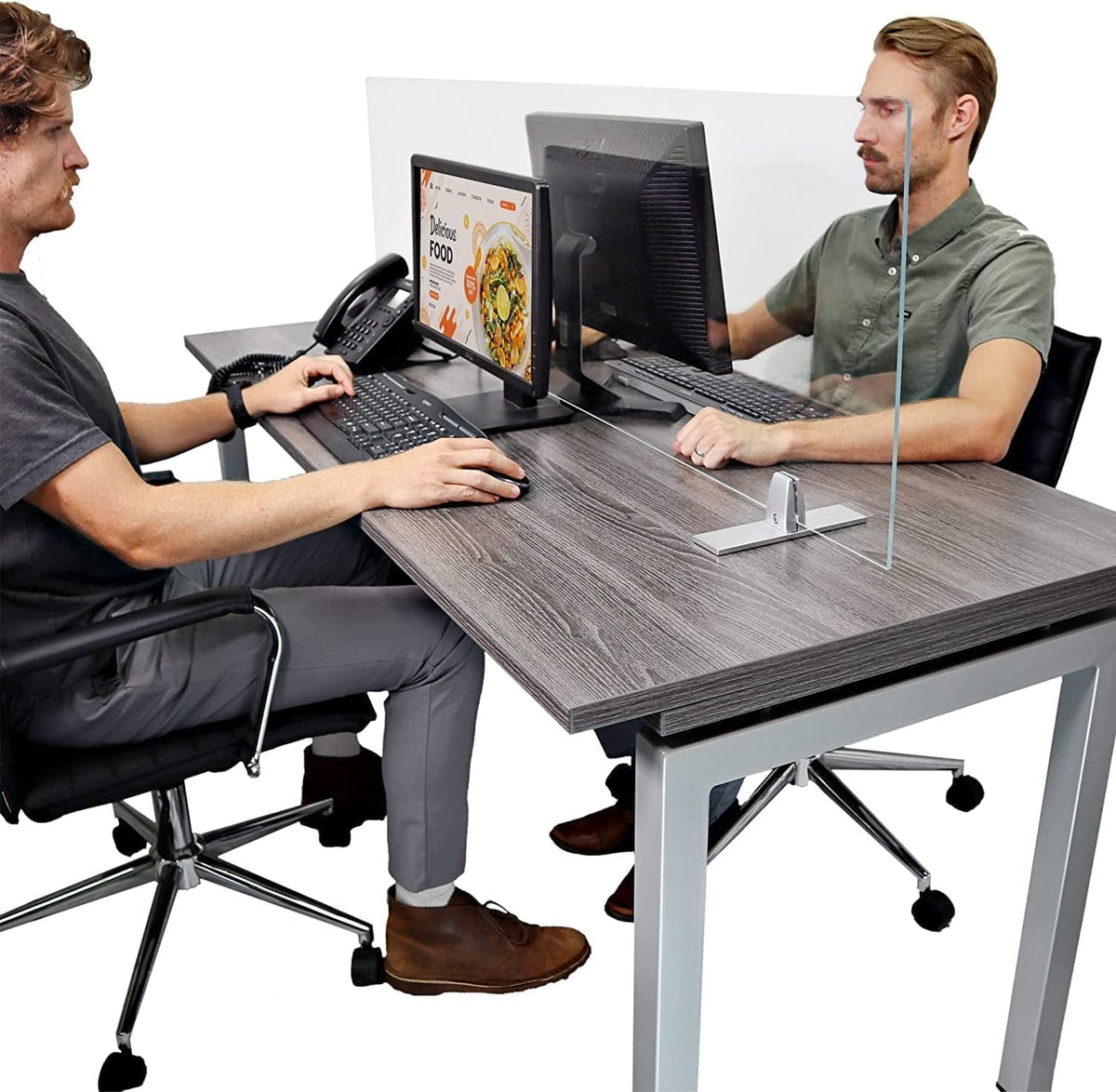 OBEX Acrylic Free Standing Screen, Divider for Desk Privacy Home & Office Partitions for Table Top Workstation, Portable Cubicle Panel for Work, 24" x 30", Clear